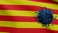 3D illustration Catalonia independent flag Coronavirus. Covid19 Catalan Royalty Free Stock Photo