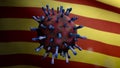 3D illustration Catalonia independent flag Coronavirus. Covid19 Catalan Royalty Free Stock Photo