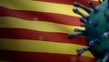 3D illustration Catalonia independent flag Coronavirus. Covid19 Catalan Royalty Free Stock Photo