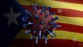 3D illustration Catalonia independent flag Coronavirus. Covid19 Catalan estelada