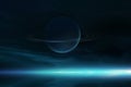 3d Illustration Celestial digital art, Saturn planet with belt, stars and galaxies in outer space