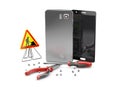 3d Illustration of Cell phone repair. Smartphone parts and tools for recovery Royalty Free Stock Photo
