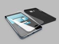 3d illustration of cellphone, screen protection and blank case. isolated gray