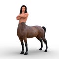 3D rendering of a centaur half man, half horse mythical creature standing with arms folded isolated on a white background Royalty Free Stock Photo