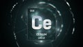 Cerium as Element 58 of the Periodic Table 3D illustration on green background Royalty Free Stock Photo