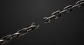 3d illustration of chain with broken weak link on a gray background Royalty Free Stock Photo