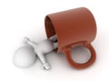 3D illustration of character falling asleep in a cup Royalty Free Stock Photo