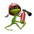 3D Illustration Cheerful Frog Fireman Royalty Free Stock Photo