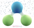 3d Illustration of Chemical formula for water drops H2O shaped. H2O water logo Royalty Free Stock Photo
