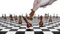 3D illustration Chess pieces on a chessboard. Checkmate to the king
