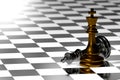 3D illustration chess pieces two kings one of which fell Royalty Free Stock Photo