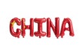 3d illustration of China-letter balloons with flags color isolated on white