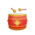 3D illustration of Chinese Drum icon Chinese New Year design