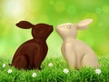 3D illustration of chocolate rabbits