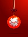 Christmas bingo lottery bauble on red background