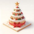 3d illustration of a Christmas tree cake with a star on top, Christmas celebration illustration background, generative ai