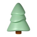 3d illustration of Christmas tree. Holiday element isolated Render Abstract Evergreen Tree Fir. Happy New Year