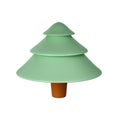 3d illustration of Christmas tree. Holiday element isolated Render Abstract Evergreen Tree Fir. Happy New Year