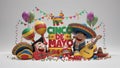 3D illustration of a Cinco de Mayo celebration