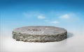 3D illustration circle cross section, stone ground in round cutaway