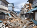 3d illustration of the city of the earthquake, tsunami attack city