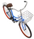 3d illustration classic blue bike with basket 1