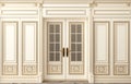 Classic wall vintage white oak wood panels doors Royalty Free Stock Photo