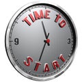 3D Illustration Clock Face with text Time To Start