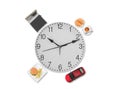 3d illustration of clock with working day