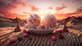 Sweet paradise with this 3D design of ice cream desserts. Generative ai Royalty Free Stock Photo