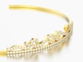 3D illustration close up zoom macro gold simple diamond tiara di Royalty Free Stock Photo