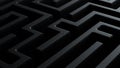 3d illustration closeup of black dark black labyrinth stone walls Royalty Free Stock Photo