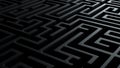 3d illustration closeup of black dark black labyrinth stone walls Royalty Free Stock Photo