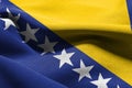 3D illustration closeup flag of Bosnia and Herzegovina