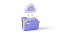 3D Cloud Icon Hovering Above an Open Folder with Upload and Download Arrows storage data Royalty Free Stock Photo
