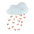 3d illustration of a cloud pouring red `likes`