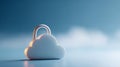 3D illustration of a cloud-shaped padlock symbolizing cloud security and data protection with soft lighting and blue gradient Royalty Free Stock Photo