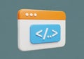 3d illustration of a code editor window with programming symbols Royalty Free Stock Photo
