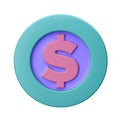 3D illustration. COIN in cartoon style not white background. Well suited for a landing page, mobile app, or website.