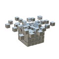 3D Illustration Collapsible Metal Cube