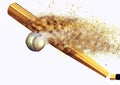 3d illustration of colliding baseball ball and bat composite with explosion effect