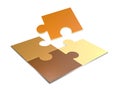3D Illustration of colorful jigsaw puzzle pieces isolated over white background. Royalty Free Stock Photo