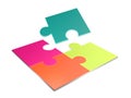3D Illustration of colorful jigsaw puzzle pieces isolated over white background. Royalty Free Stock Photo