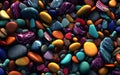 3D illustration of colorful pebbles, Generative AI