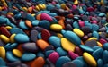 3D illustration of colorful pebbles, Generative AI