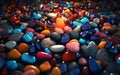 3D illustration of colorful pebbles, Generative AI