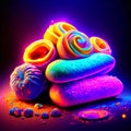 3d illustration of colorful soap bubbles on a dark background. 3d rendering Generative AI Royalty Free Stock Photo