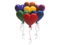 3D illustration colour balloon hearts