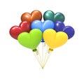 3D illustration colour balloon hearts