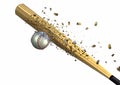 3d illustration of colliding baseball ball and bat composite with explosion effect